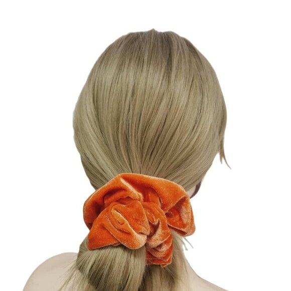 12 Large Velvet Scrunchies for Thick Long Hair Orange Hair Ties Ponytail Holders